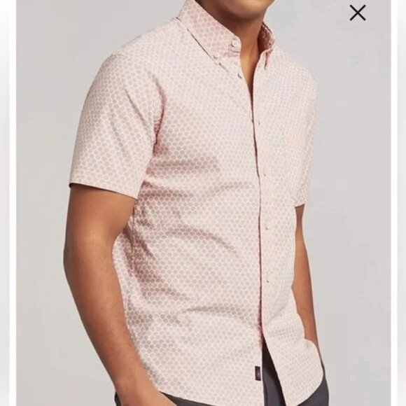 Faherty SS Stretch Playa Shirt RFS-Rose Fish Scale - Button Up - Picture 1 of 5